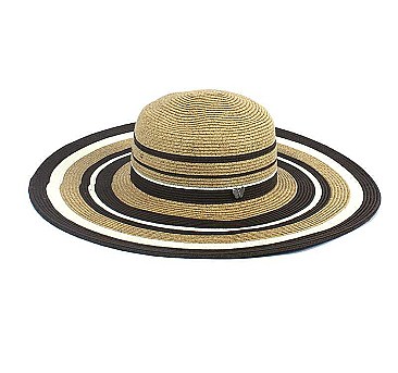 STRIPED WIDE BRIM STRAW HAT