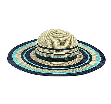 STRIPED WIDE BRIM STRAW HAT