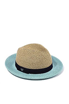 TWO TONE FASHION PANAMA FEDORA HAT