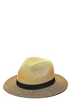 TWO TONE FASHION PANAMA FEDORA HAT