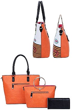 3 IN 1 Nikky by Nicole Lee TAKE ME OUT PRINT TOTE AND WALLET SET