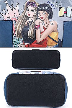 3 IN 1 Nikky by Nicole Lee DOUBLE THE FUN PRINT SATCHEL TOTE AND WALLET