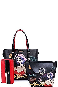 Nikky 3 IN 1 TOTE CROSSBODY AND WALLET SET by Nicole Lee