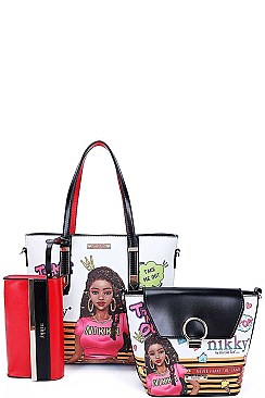 Nikky 3 IN 1 TOTE CROSSBODY AND WALLET SET by Nicole Lee
