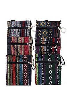 PACK OF (12 PCS) ASSORTED COLOR TRIBAL MINI MESSENGER BAG FM-NKC2147