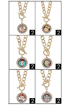 PACK OF 12 TRENDY ASSORTED COLOR FASHION NECKLACE