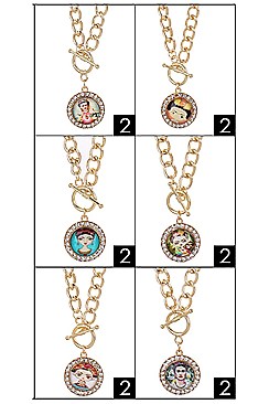 PACK OF 12 TRENDY ASSORTED COLOR FASHION NECKLACE