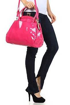 kiss Lock Patent Satchel