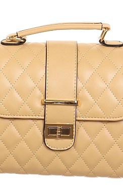 Classic High Quality Quilted Twist Lock Satchel