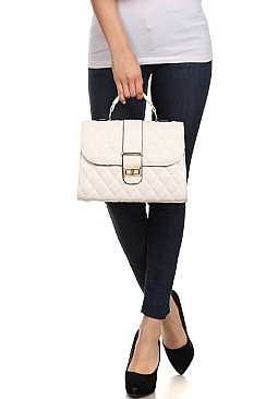 Classic High Quality Quilted Twist Lock Satchel