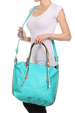 LARGE SIZE CHAIN ACCENTED TOTE BAG