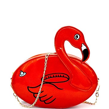 NOV011-LP Flamingo Pool Float Theme Novelty Cross Body