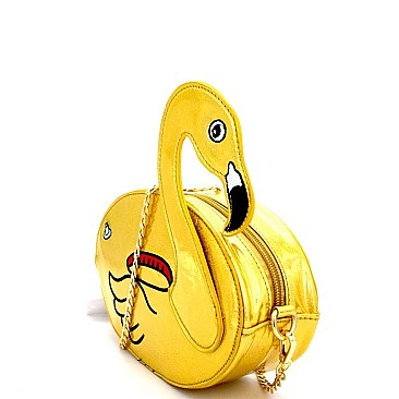 NOV011-LP Flamingo Pool Float Theme Novelty Cross Body