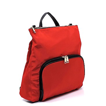 Nylon Convertible Backpack Satchel