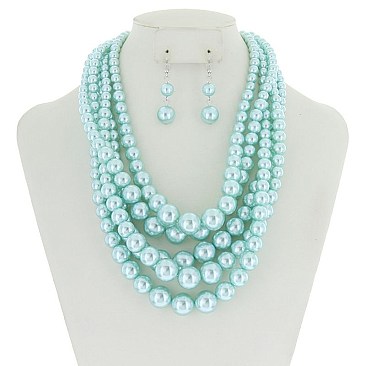 5-LAYER LUSH SOLIDARITY PEARLS NECKLACE SET