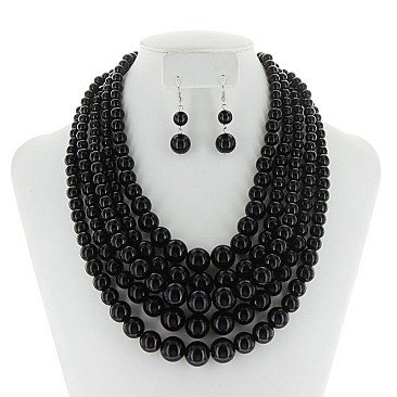 5-LAYER LUSH SOLIDARITY PEARLS NECKLACE SET