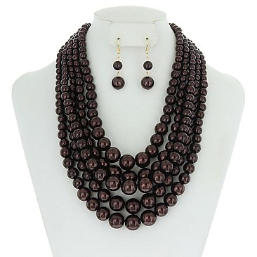 5-LAYER LUSH SOLIDARITY PEARLS NECKLACE SET