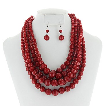 5-LAYER LUSH SOLIDARITY PEARLS NECKLACE SET