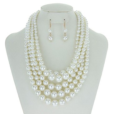 5-LAYER LUSH SOLIDARITY PEARLS NECKLACE SET