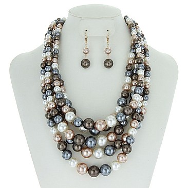 5-LAYER LUSH SOLIDARITY PEARLS NECKLACE SET