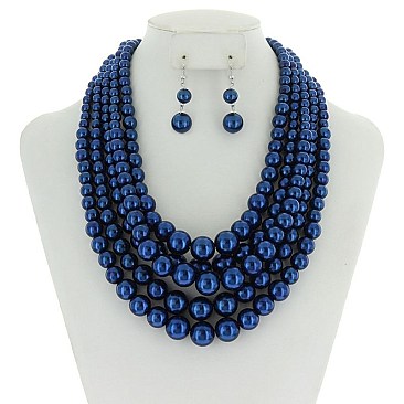 5-LAYER LUSH SOLIDARITY PEARLS NECKLACE SET