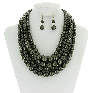 5-LAYER LUSH SOLIDARITY PEARLS NECKLACE SET