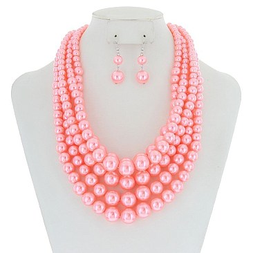 5-LAYER LUSH SOLIDARITY PEARLS NECKLACE SET