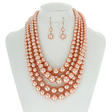 5-LAYER LUSH SOLIDARITY PEARLS NECKLACE SET