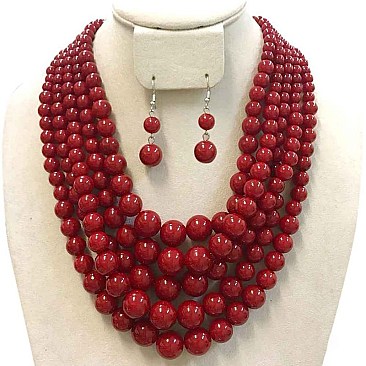 5-LAYER LUSH SOLIDARITY PEARLS NECKLACE SET