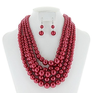 5-LAYER LUSH SOLIDARITY PEARLS NECKLACE SET