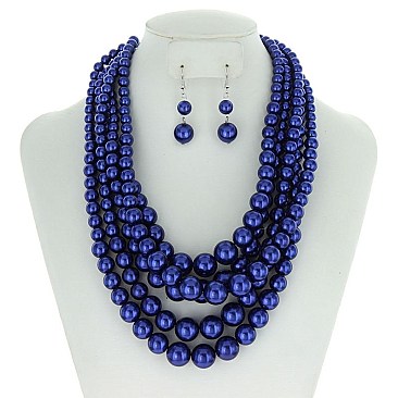 5-LAYER LUSH SOLIDARITY PEARLS NECKLACE SET