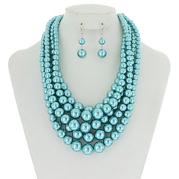 5-LAYER LUSH SOLIDARITY PEARLS NECKLACE SET