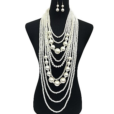 LUSH PEARLS MULTI-LAYERED DRAPEY NECKLACE SET