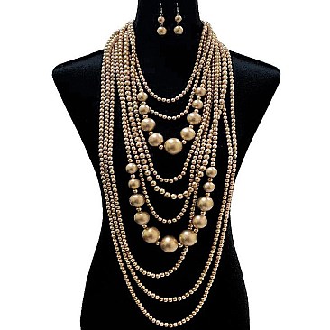 LUSH PEARLS MULTI-LAYERED DRAPEY NECKLACE SET