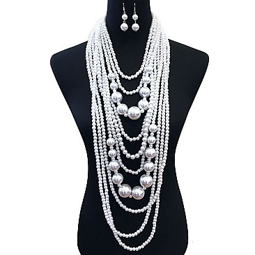 LUSH PEARLS MULTI-LAYERED DRAPEY NECKLACE SET