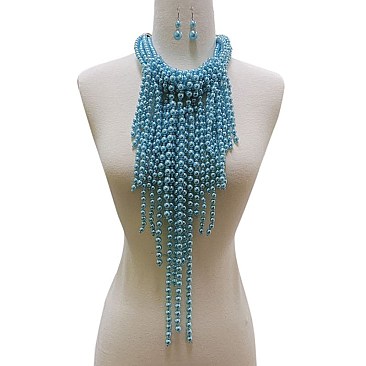 LARGE BIB PEARLS STATEMENT NECKLACE SET