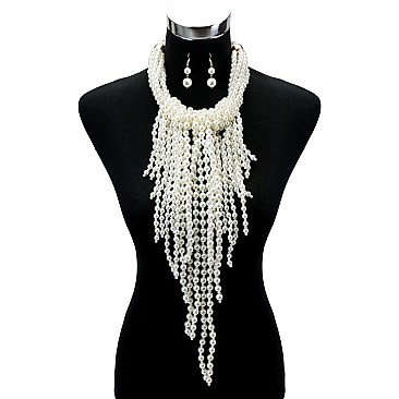 LARGE BIB PEARLS STATEMENT NECKLACE SET