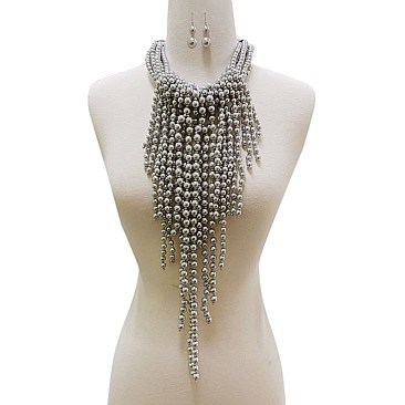 LARGE BIB PEARLS STATEMENT NECKLACE SET