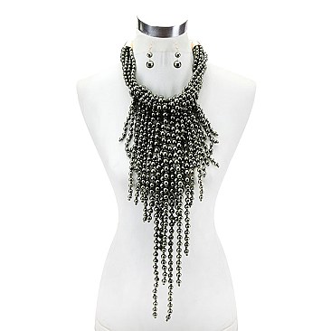 LARGE BIB PEARLS STATEMENT NECKLACE SET