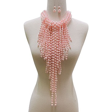 LARGE BIB PEARLS STATEMENT NECKLACE SET