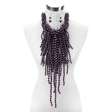 LARGE BIB PEARLS STATEMENT NECKLACE SET