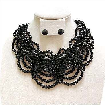 Stylish Beaded Pearl Collar Necklace Set