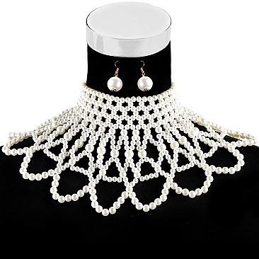 Collar Beads Choker Necklace Earring Set