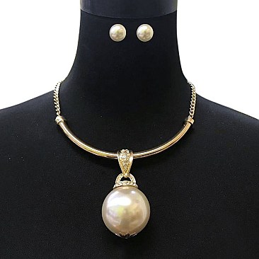 LRG PEARL PENDANT NECKLACE SET