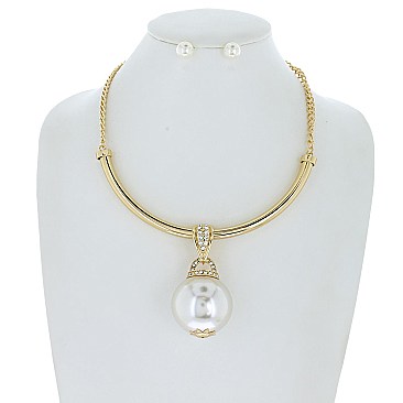 LRG PEARL PENDANT NECKLACE SET