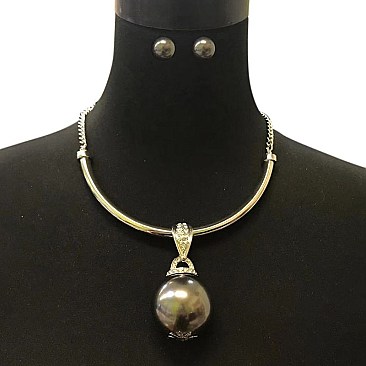 LRG PEARL PENDANT NECKLACE SET