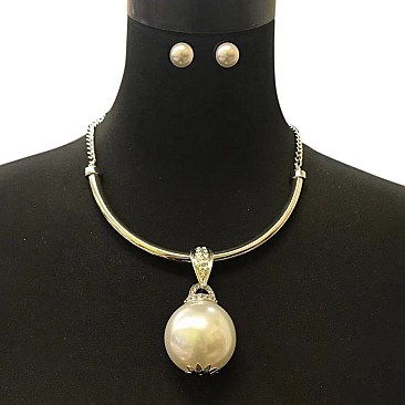 LRG PEARL PENDANT NECKLACE SET