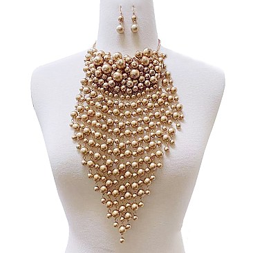PEARL TASSEL ACCENT PEARL NECKLACE SET