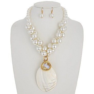 FASHION SHELL AND PEARLS NECKLACE SET