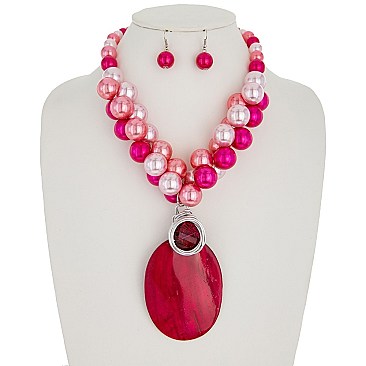 FASHION SHELL AND PEARLS NECKLACE SET